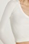 Women's Slim Fit Slim Fit V-Neck Ecru Blouse - 2