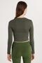 Women's Slim Fit Cotton Long Sleeve Plain Crew Neck Khaki Blouse - 5