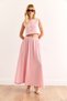 Women's Pink Top Lined Vest Bottom Pocket Midi Skirt Suit Tkm-19000387 - 5