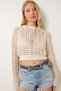 Openwork Seasonal Knitwear Blouse Cream Lns0055