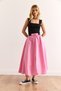 Women's Pink Black Banded Front Slit Lace up Midi Bell Skirt Etk-19000321 - 3