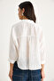 Women's White Self Striped Half Sleeve Single Pocket Detailed Shirt 2108 60283328 - 7
