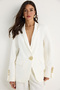Women's Ecru Gold Button Detailed Notched Collar Stylish Blazer Jacket 50182 60283264 - 5