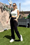 Women's Wide Leg Sweatpants with Snap Fasteners 3037 - 2