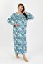 Women's Plus Size Long Sleeve Blue Mother Nightgown 1378 - 3