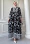 Curved Spiral Pattern Black Viscose Dress - 2