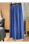 Wide Leg Modal Skirt Trousers with Elastic Waist - Indigo - 3