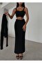 Dgn's London Button-Detail Slit Skirt-Cardigan-Blouse 3-Piece Set - 4
