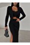 Dgn's London Button-Detail Slit Skirt-Cardigan-Blouse 3-Piece Set