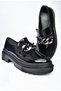 Black Patent Leather Thick Sole Women's Casual Shoes K294760008 - 8