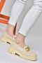 P6520342009 Beige Thick Soled Women's Casual Shoes - 3