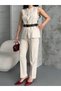 Women's Belted Vest Palazzo Pants Suit Two-Piece - 8