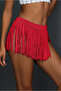 Red Tasseled Crochet Knitted Pareo Skirt