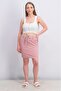 Women Belted Plain Pencil Skirt, Old Pink - 3