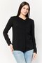 Women Round Neck Long Sleeve Plain Blouse, Black
