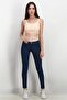 Women V-neck Sleeveless Ribbed Crop Top, Peach - 4