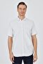 Men's Light Cream Biritli Collar Plain Casual Cotton Comfort Fit Shirt 1004250221 - 3