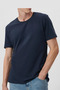 Men's Navy Blue 100% Cotton T-Shirt Regular Fit Comfortable Cut Crew Neck Basic T-Shirt - 2