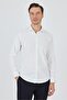 Men's Ecru Half Italian Collar Long Sleeve Slim Fit Stretchable Shirt 1004250235 - 2