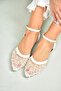 U726544115 White Mesh Women's Ballerinas - 2