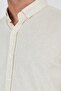 Men's Ecru Short Sleeve Knitted Buttoned Collar Cotton Slim Fit Shirt 1004250155_609 - 4