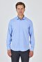 Blue Long Sleeve Hard Collar Cotton Slim Fit Shirt 1004250160