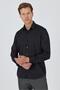 Men's Black Rigid Collar Long Sleeve Slim Fit Flexible Shirt 1004250234 - 3