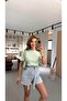 Premium Series Waist Elastic Ice Blue Denim Shorts - 4