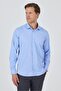 Blue Long Sleeve Hard Collar Cotton Slim Fit Shirt 1004250160 - 3