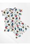 Boys' 100% Cotton White Sailing Ship Parrot Pattern Short Sleeve Shorts Summer Pajama Set - 2