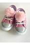 Girl's Pink Glittery Pompom Sneakers |   Shiny Surface Laced Casual Model - 5