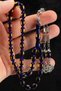 Men's 7X11Mm Yellow Navy Blue Vernier Scented Powder Amber Prayer Beads - 2
