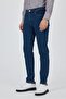 Navy Blue Gabardine 5 Pocket Straight Leg Casual Slim Fit Cotton Denim Trousers 1023250155 - 3