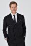 Men's Black Swallow Collar Plain Double Breasted Flexible Slim Fit Suit 1001250172 - 4