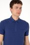 Men's Slim Fit Polo Neck Pocket Light Navy Blue Textured T-Shirt 50300036-Vr059 - 2
