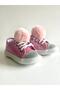 Girl's Pink Glittery Pompom Sneakers |   Shiny Surface Laced Casual Model - 4