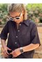 Women's Voile Fabric Embroidered Black Shirt - Shorts Bottom Top Set - 2