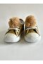 Girl's Gold Glittery Pompom Sneakers |   Shiny Surface Laced Casual Model - 2
