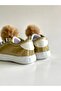 Girl's Gold Glittery Pompom Sneakers |   Shiny Surface Laced Casual Model - 4