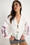 Women's White Embroidered Lace-Up Detailed Watermelon Sleeve Muslin Blouse G28-4881 60283342 - 5