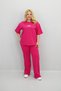 Women's Large Size Short Sleeve Label Detailed Loose Wide Leg Tracksuit Set 8196-25