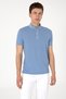 Men's Slim Fit Polo Neck Blue Textured T-Shirt 50300104-Vr036