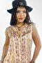 Women S Satin Stylish Summer Tank Top - Back Cutout, Patterned, V-Neck, Button-Down Shirt Style Top - 2