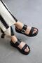 Martina Women's Buckle Detail Daily Leather Sandals Black