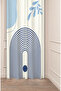 Bohemian Leaf Geometric Line Patterned Special Design Digital Printed (Single Wing) Blue Stylish Background Curtain