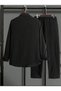 Men's Crinkle Suit Buttoned Shirt and Lace-Up Trousers Summer Suit Double Pocket Crinkle Fabric - 2