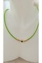Green Beaded Evil Eye Beaded Gold Detail Women's Necklace - 4