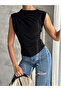 Women's Sandy Fabric Cross-Drawstring Detailed Tank Top - 8