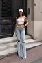 Whatsup High-Waist Flared Ripped Detail Pants - Denim - 8