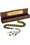 Men's Letter Tassel Heart Design Green Yellow Vernier Powder Amber Prayer Beads - 3
